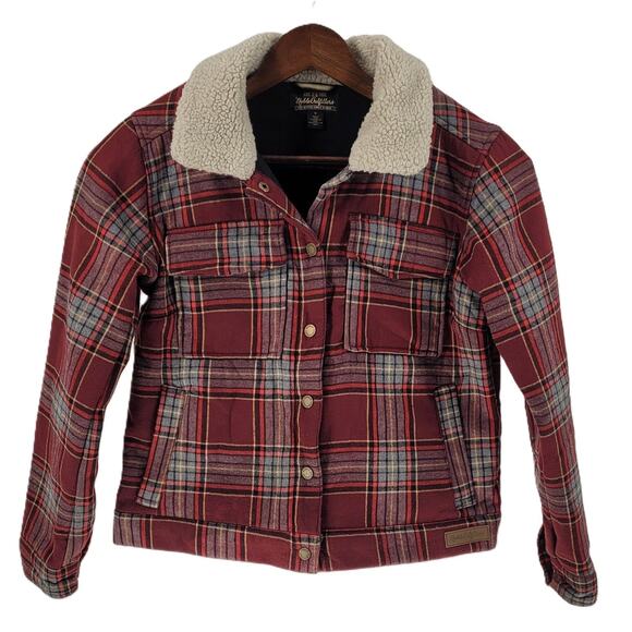 Noble Outfitters Womens Plaid Sherpa Collared Flannel Jacket Size M Cabin Core - Picture 2 of 10